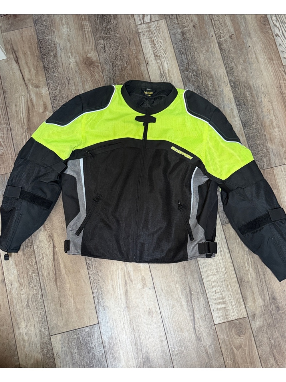 Men’s High-Visibility Black & Neon Yellow Motorcycle Jacket with Padding